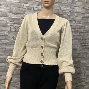 INTERMIX Beige and gold Molly Cropped cardigan Size P (XS) NWT (W332)